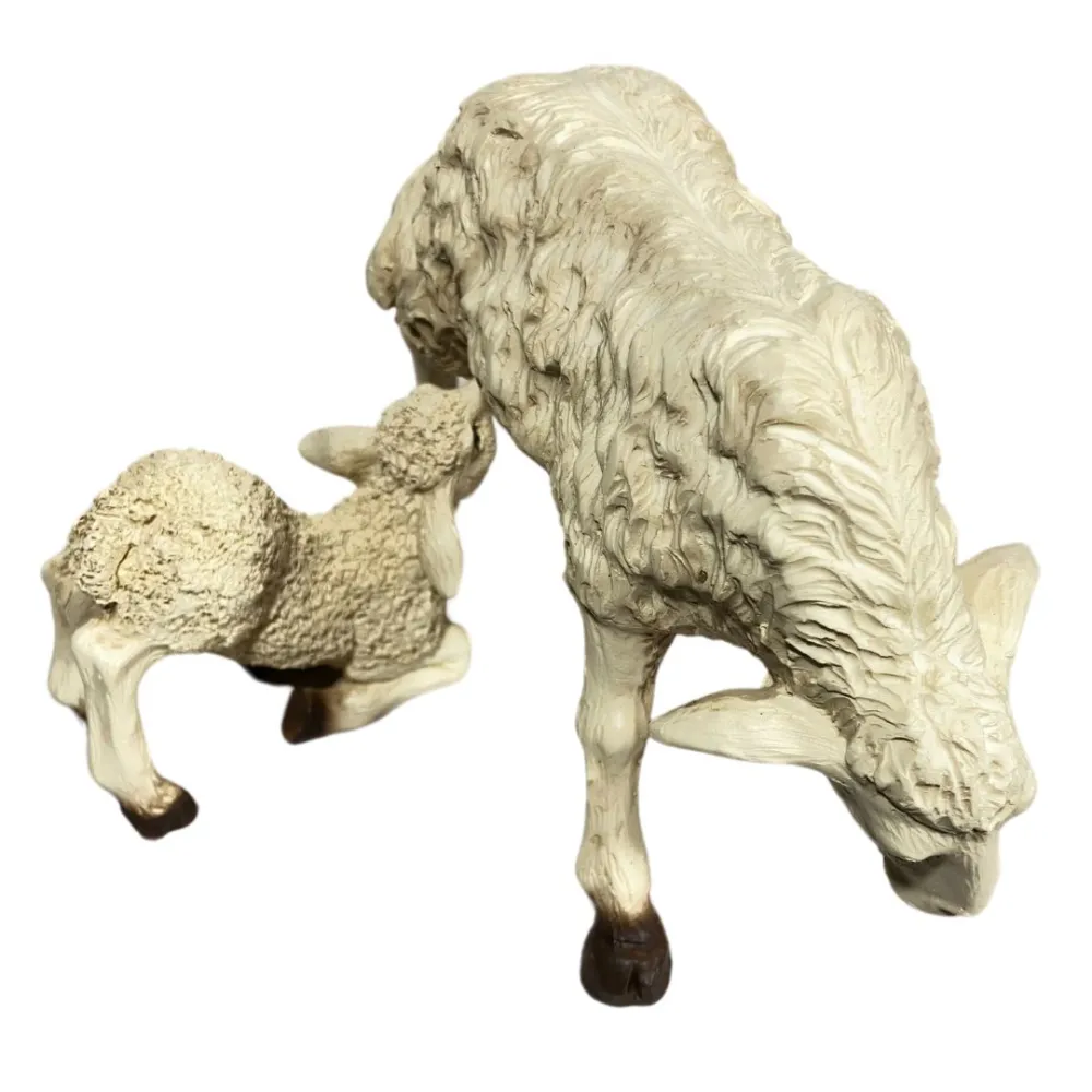 Resin Sheep and Suckling Lamb Set for 25–30 cm Nativity Figures