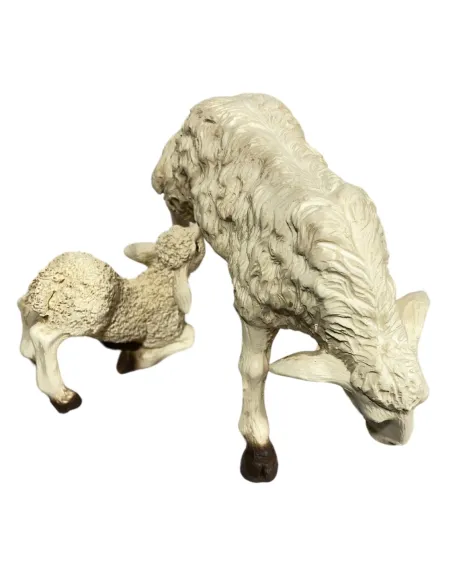 Resin Sheep and Suckling Lamb Set for 25–30 cm Nativity Figures