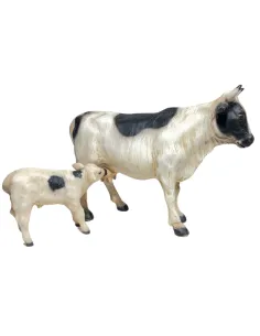 Mucca e vitello pezzati in resina per statue da  25-30 cm 2