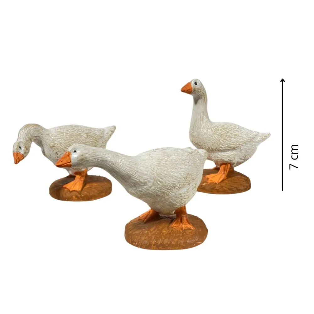 Set of Three PVC Geese for 15–20 cm Nativity Figures
