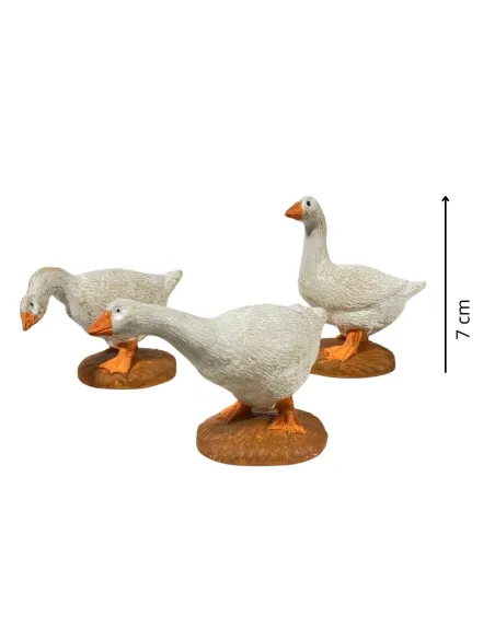 Set of Three PVC Geese for 15–20 cm Nativity Figures