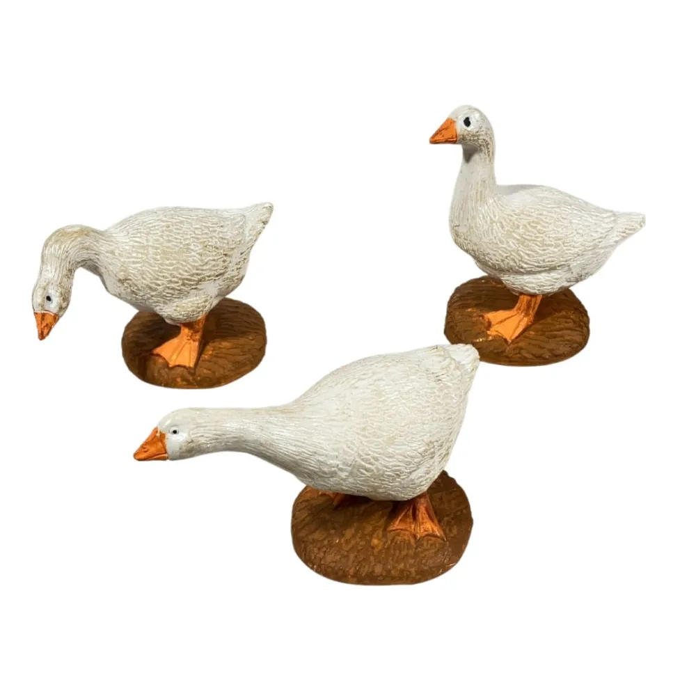 Set of Three PVC Geese for 15–20 cm Nativity Figures