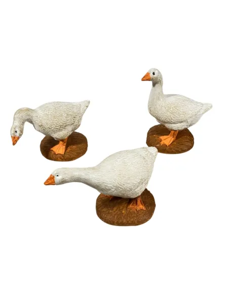 Set of Three PVC Geese for 15–20 cm Nativity Figures