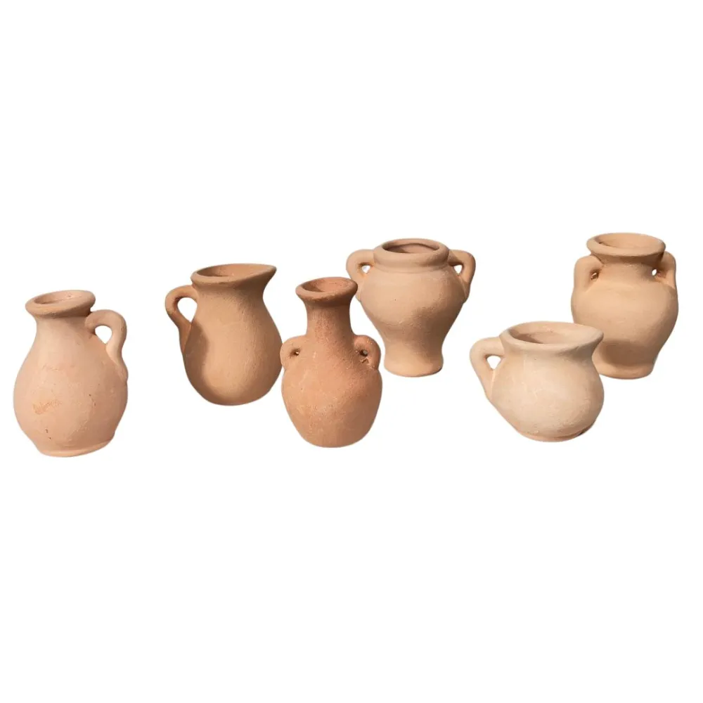 Set of 6 Terracotta Amphorae for 25–30 cm Nativity Figures