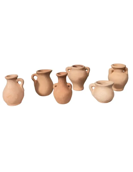 Set of 6 Terracotta Amphorae for 25–30 cm Nativity Figures