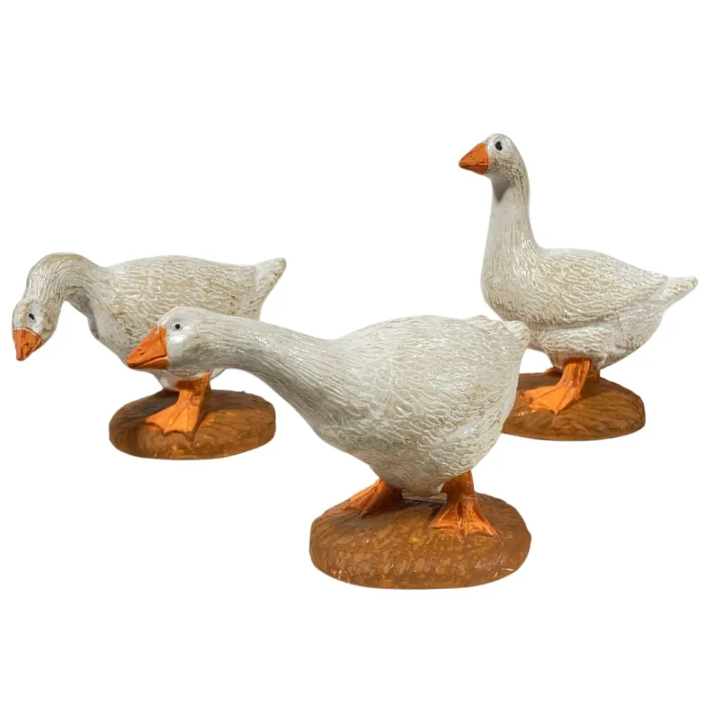 Set of Three PVC Geese for 15–20 cm Nativity Figures