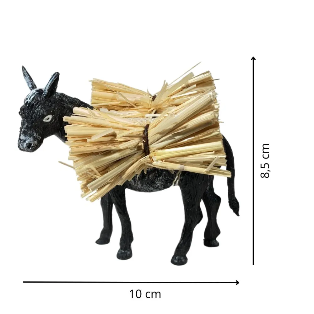 PVC Donkey with Straw for 8–10 cm Nativity Figures
