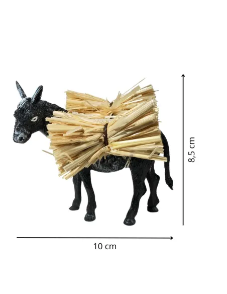Asino in pvc con paglia per statue da 8-10 cm