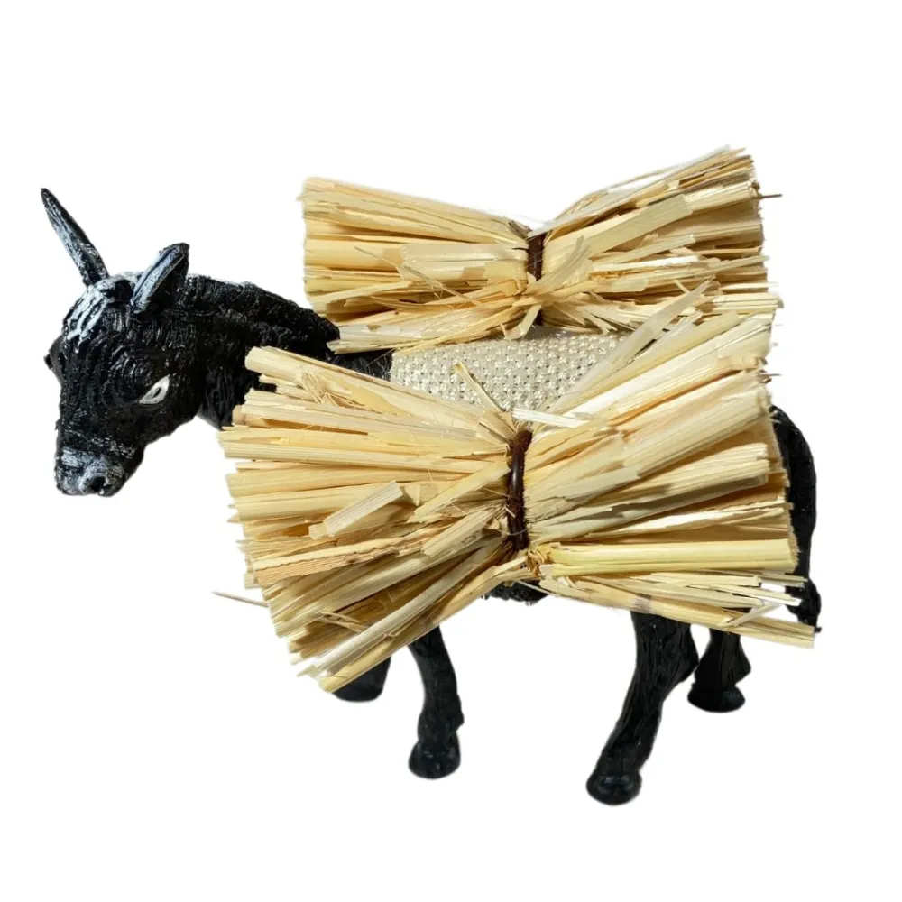 PVC Donkey with Straw for 8–10 cm Nativity Figures