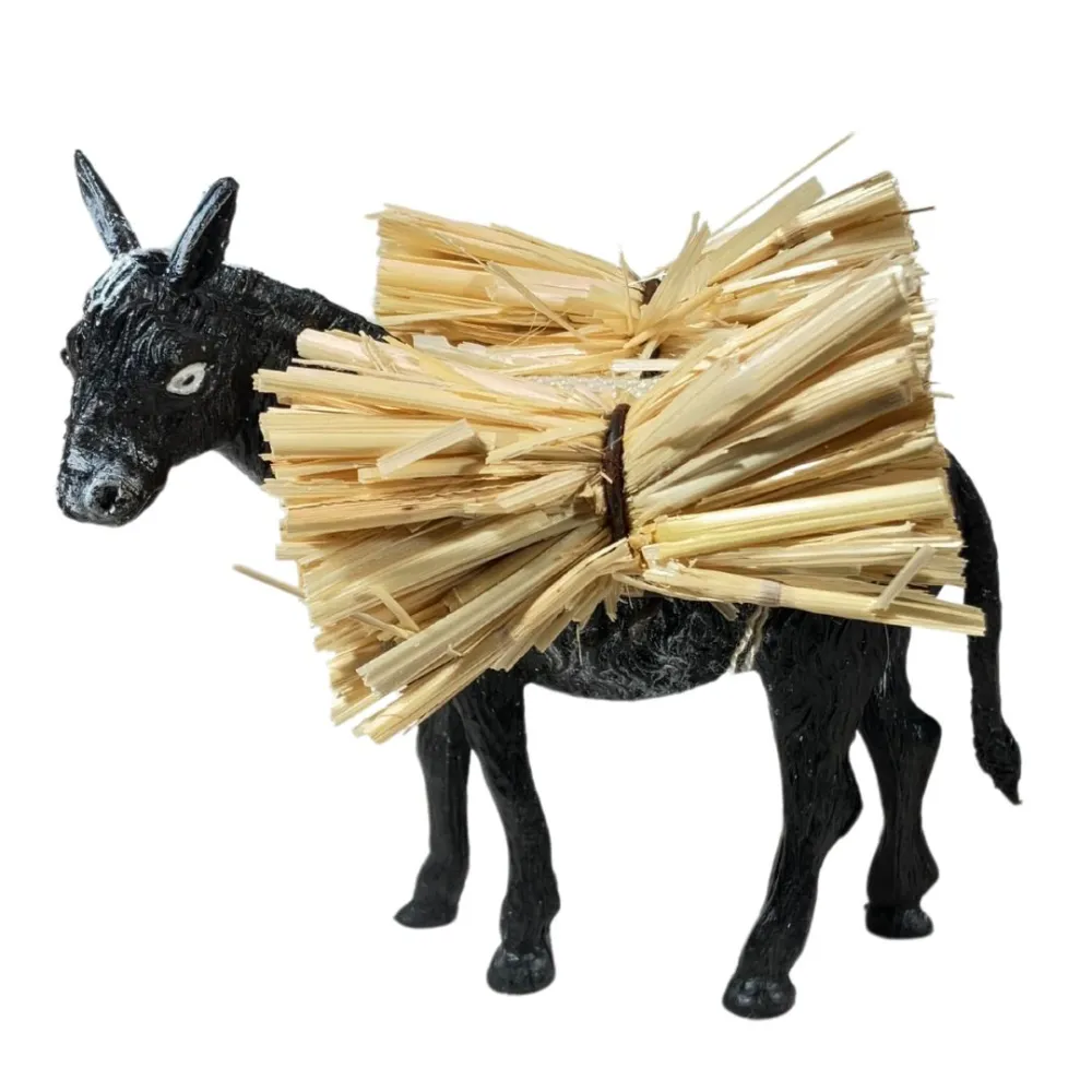 PVC Donkey with Straw for 8–10 cm Nativity Figures