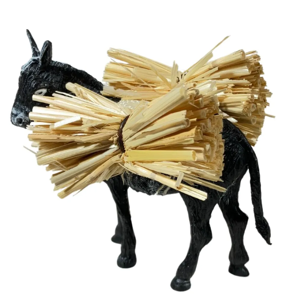 PVC Donkey with Straw for 8–10 cm Nativity Figures