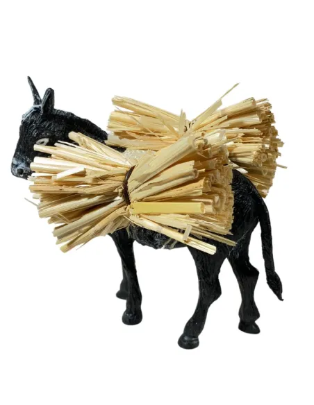 Asino in pvc con paglia per statue da 8-10 cm