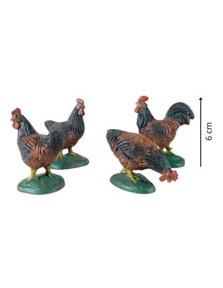 Set 4 gallinacei in pvc per statue da 15-20 cm