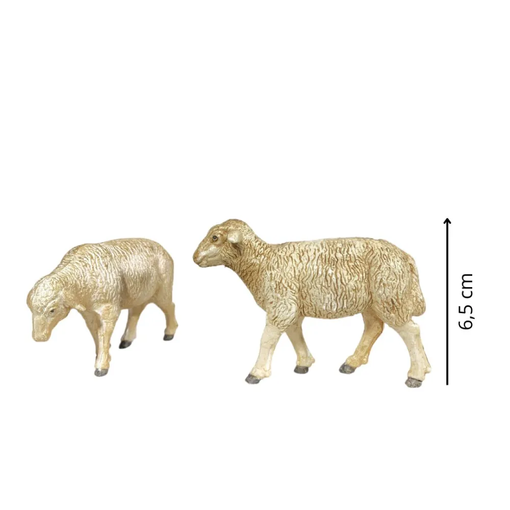 Set of Two PVC Sheep for 15–20 cm Nativity Figures
