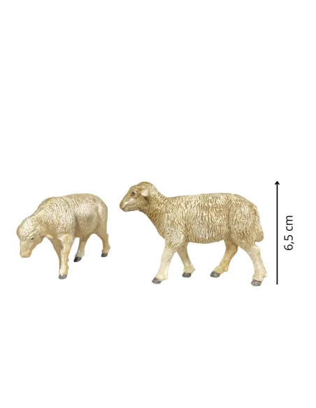 Set of Two PVC Sheep for 15–20 cm Nativity Figures