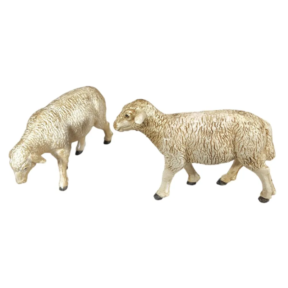 Set of Two PVC Sheep for 15–20 cm Nativity Figures