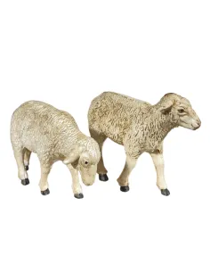 Set of Two PVC Sheep for 15–20 cm Nativity Figures