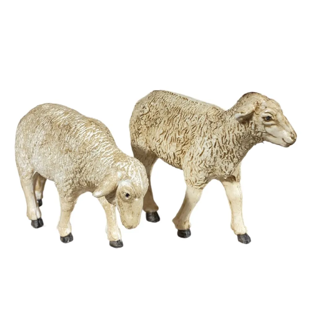 Set of Two PVC Sheep for 15–20 cm Nativity Figures
