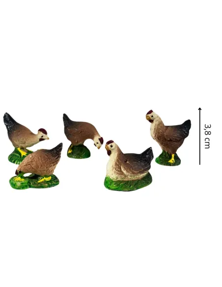 Set of Five Resin Hens for 12–15 cm Nativity Figures