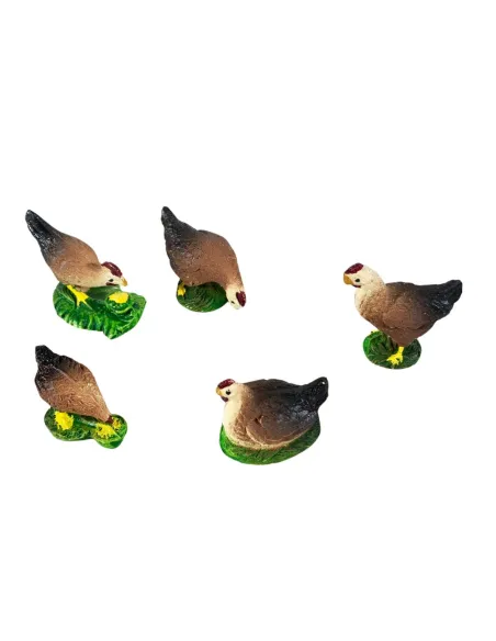 Set 5 galline in resina per statue da 12-15 cm