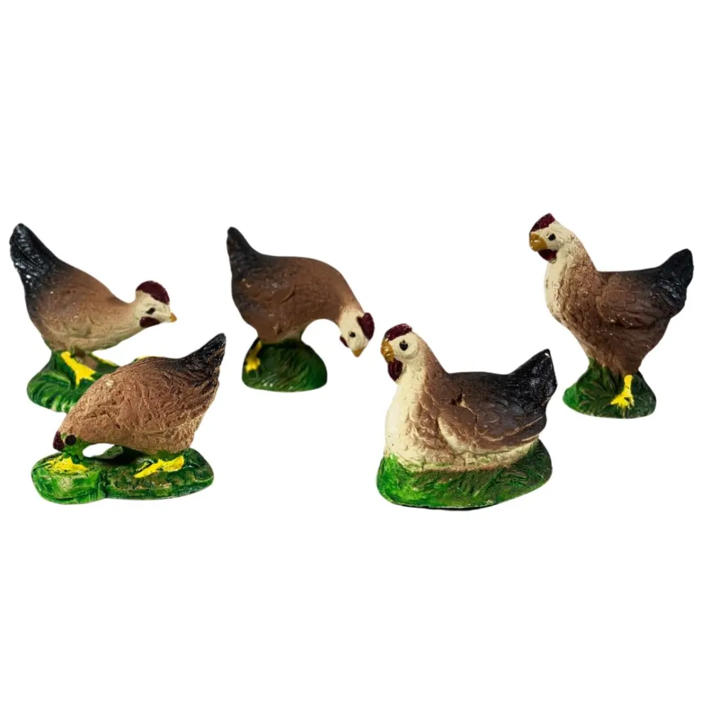 Set of Five Resin Hens for 12–15 cm Nativity Figures