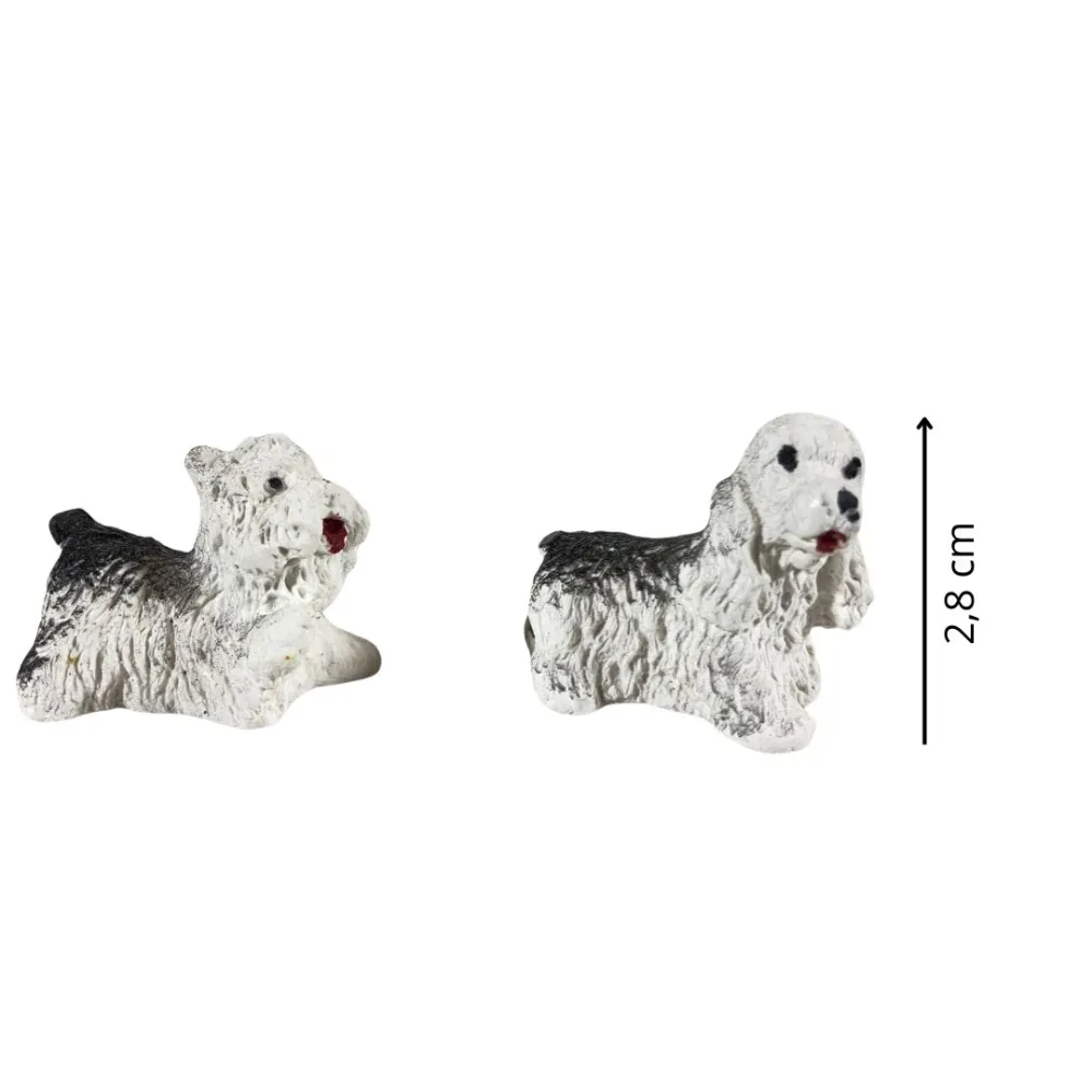 Set of Two Plaster Dogs for 8–10 cm Nativity Figures