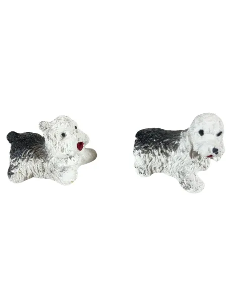 Set of Two Plaster Dogs for 8–10 cm Nativity Figures