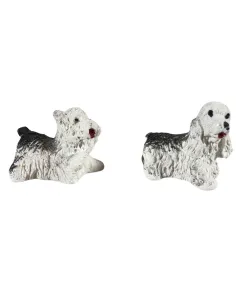 Set 2 cani in gesso per statue da 8-10 cm