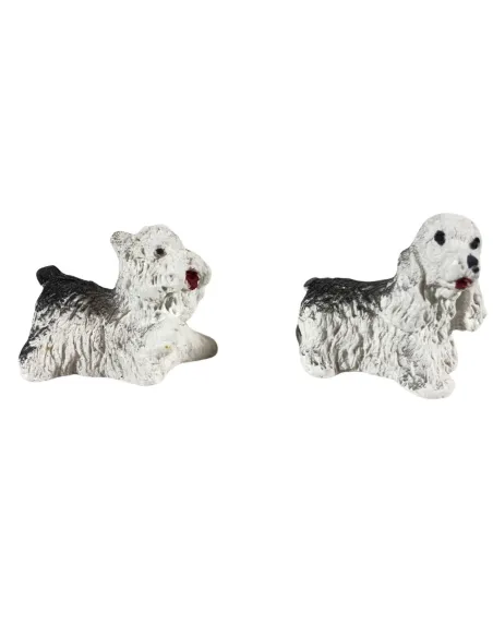 Set of Two Plaster Dogs for 8–10 cm Nativity Figures