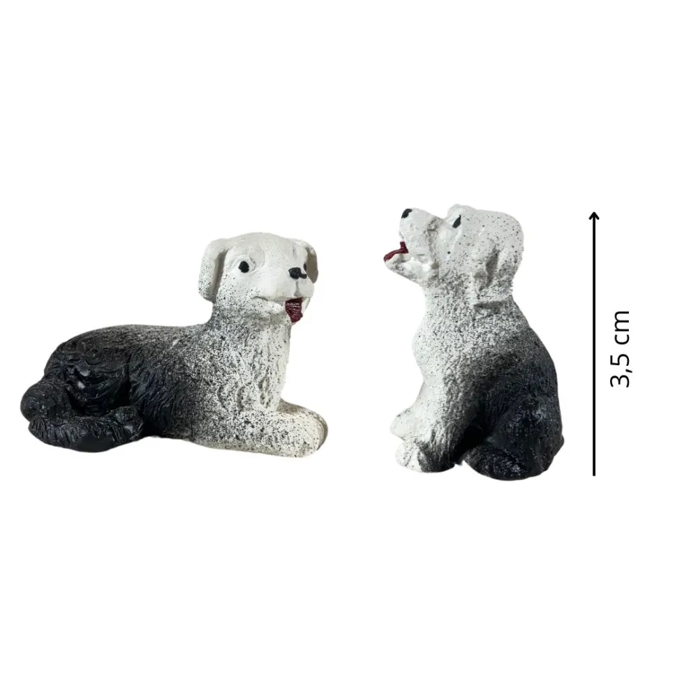Set of Two Plaster Dogs for 12–15 cm Nativity Figures