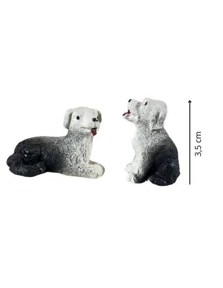 Set 2 cani in gesso per statue da 12-15 cm