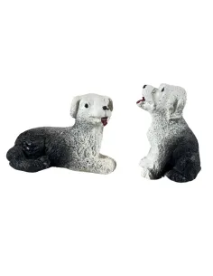 Set of Two Plaster Dogs for 12–15 cm Nativity Figures