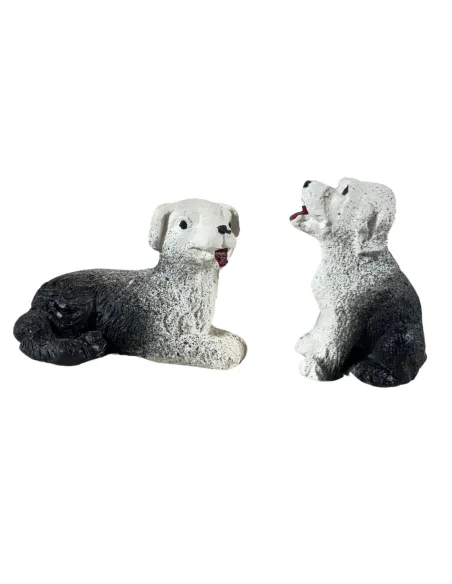 Set of Two Plaster Dogs for 12–15 cm Nativity Figures