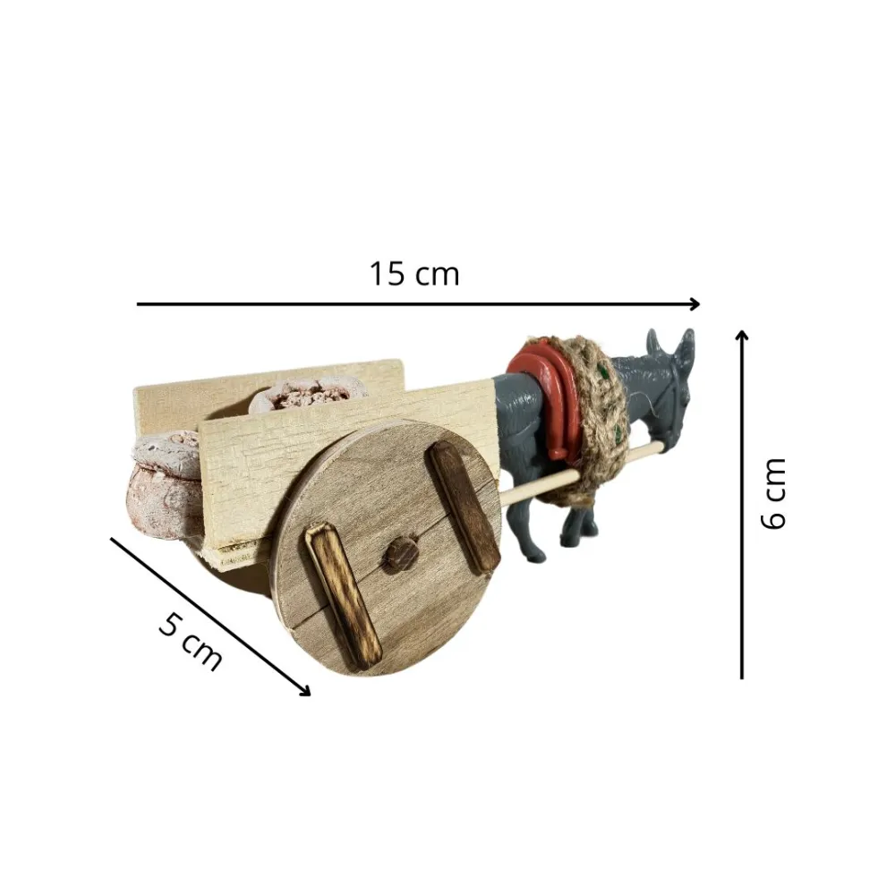 PVC Donkey with Cart and Sacks for 10 cm Nativity Figures