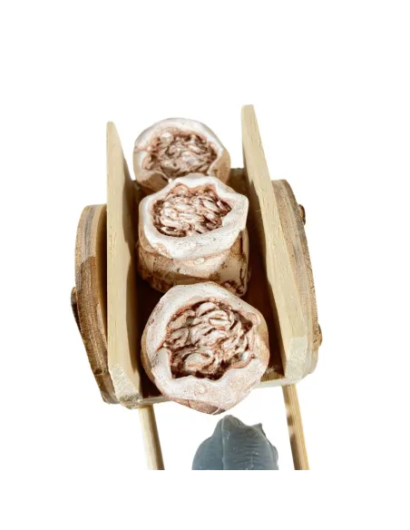 Asino in pvc con carretto e sacchi per statue da 10 cm