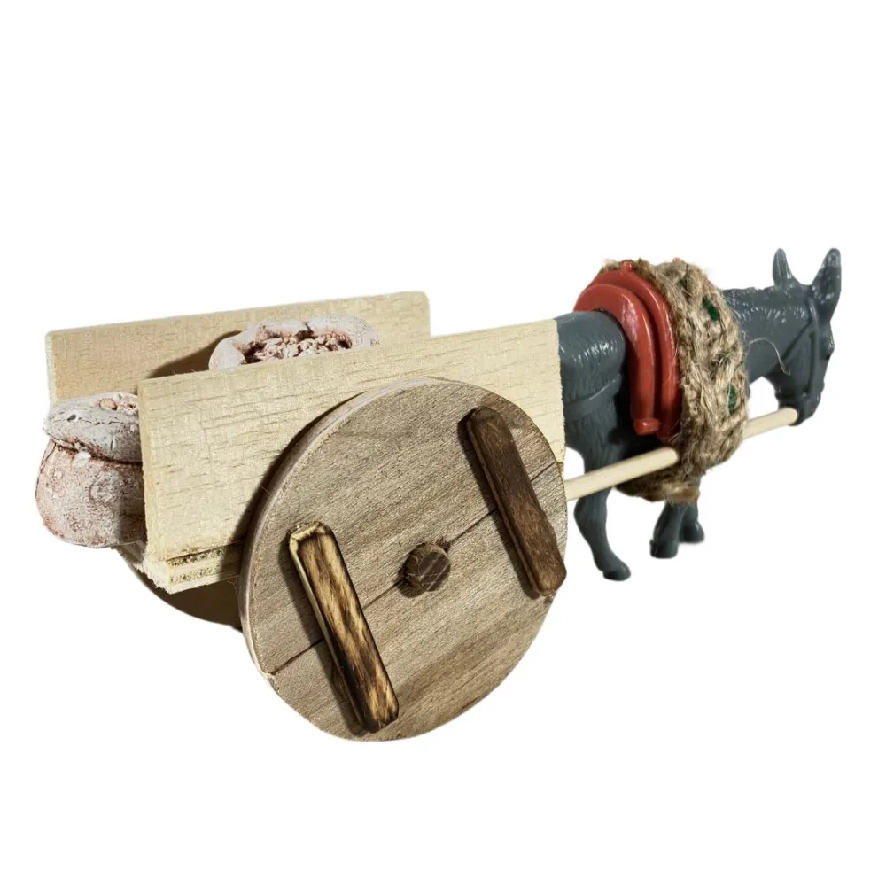 PVC Donkey with Cart and Sacks for 10 cm Nativity Figures