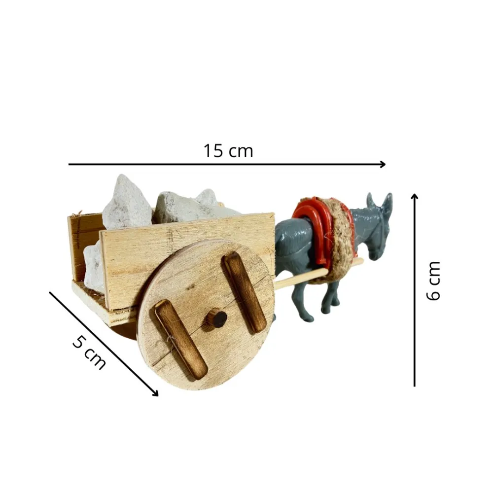 Donkey with Cart and Stones for 10 cm Nativity Figures