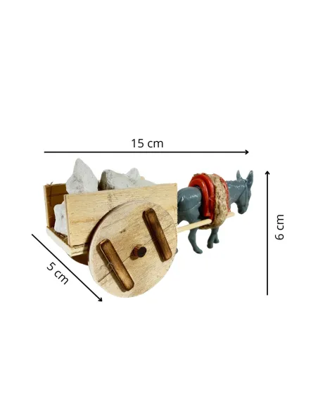 Asino con carretto e pietre per statue da 10 cm
