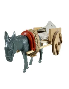 Asino con carretto e pietre per statue da 10 cm
