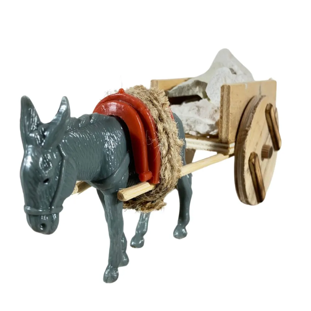 Donkey with Cart and Stones for 10 cm Nativity Figures