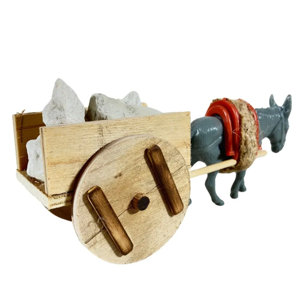 Donkey with Cart and Stones for 10 cm Nativity Figures