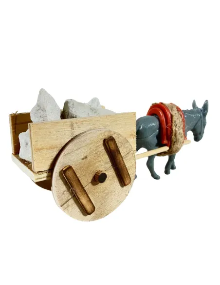 Asino con carretto e pietre per statue da 10 cm