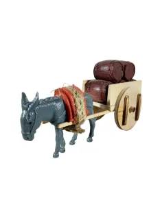 Asino con carretto e 5 botti per statue da 10 cm