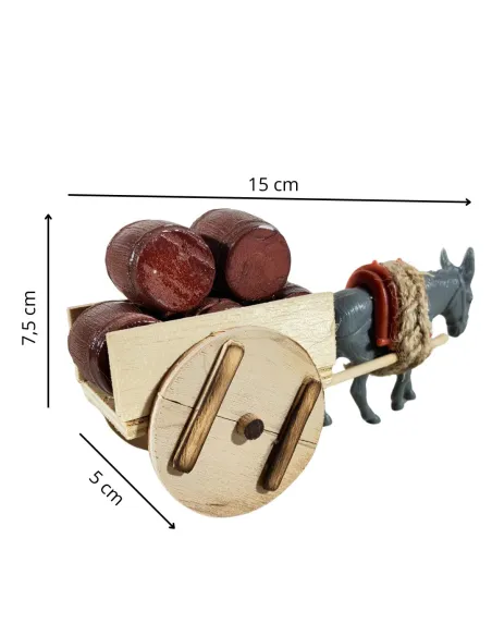 Donkey with Cart and Five Barrels for 10 cm Nativity Figures