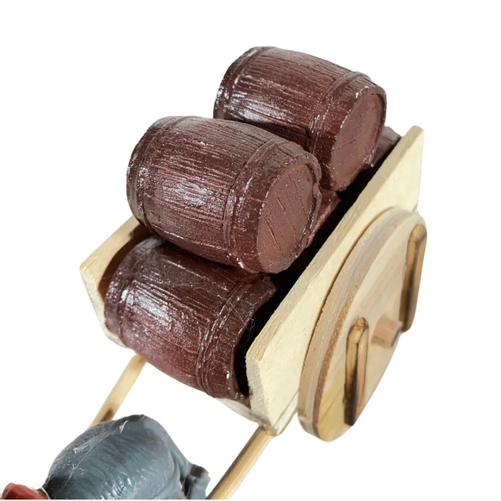 Donkey with Cart and Five Barrels for 10 cm Nativity Figures