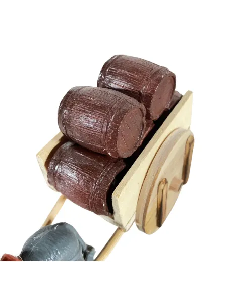 Asino con carretto e 5 botti per statue da 10 cm