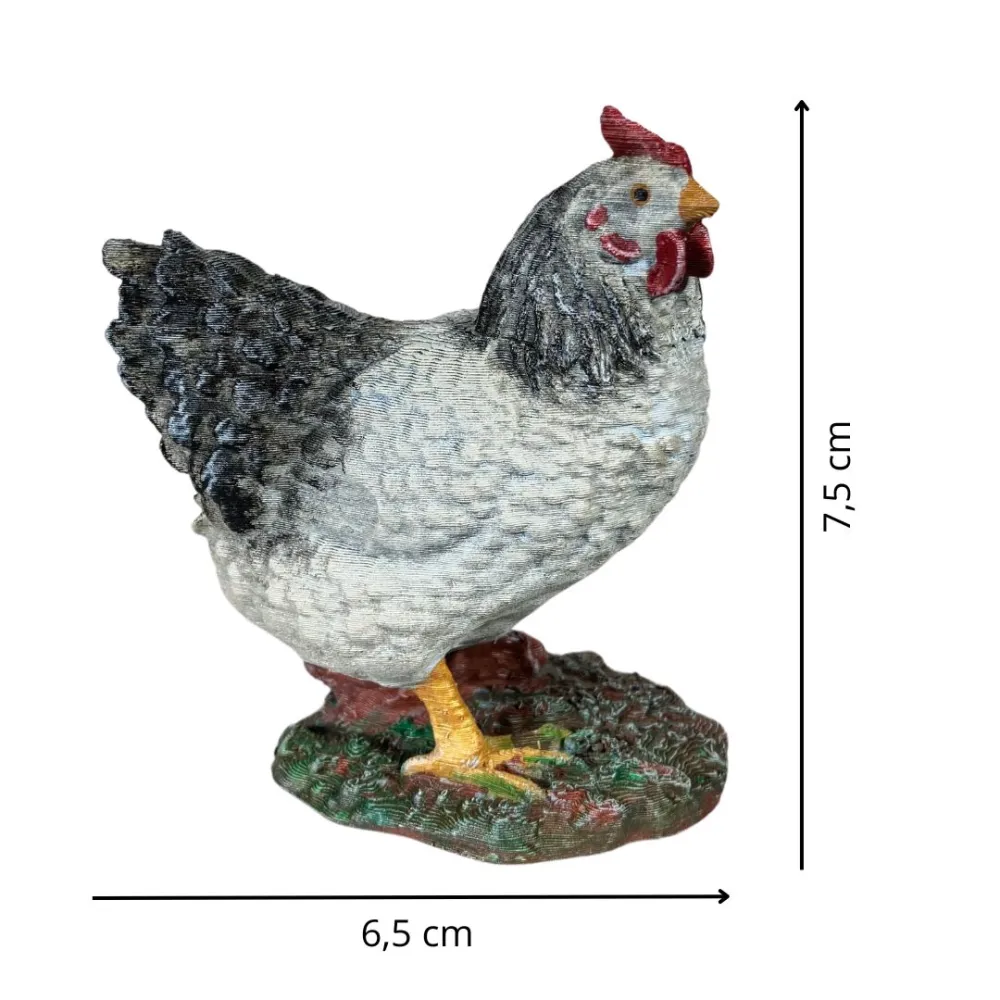 Gallina bianca e nera testa alta per statue da 28-30 cm