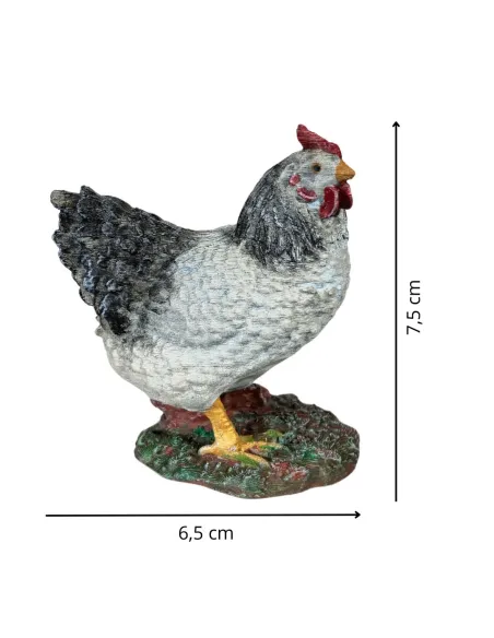 Gallina bianca e nera testa alta per statue da 28-30 cm