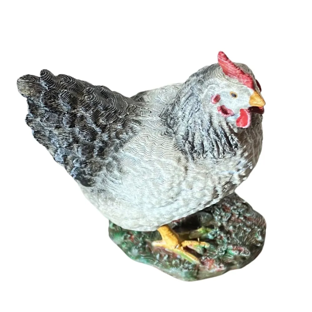 Gallina bianca e nera testa alta per statue da 28-30 cm