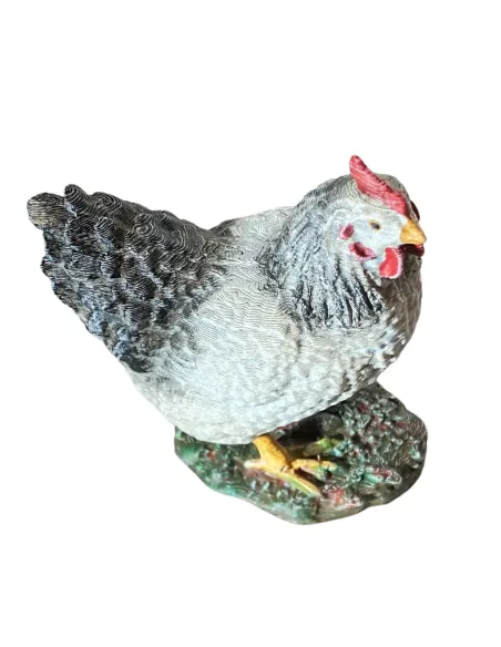 Gallina bianca e nera testa alta per statue da 28-30 cm